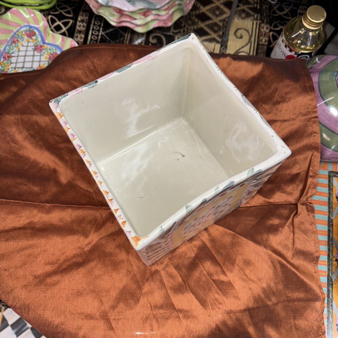 MacKenzie Childs 6" Square Taylor Planter Ceramic- Retired
