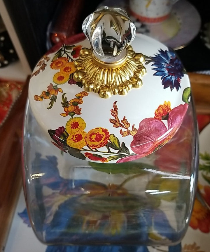 MacKenzie Childs  Cookie Jar with White Flower Market Enamel Lid - New