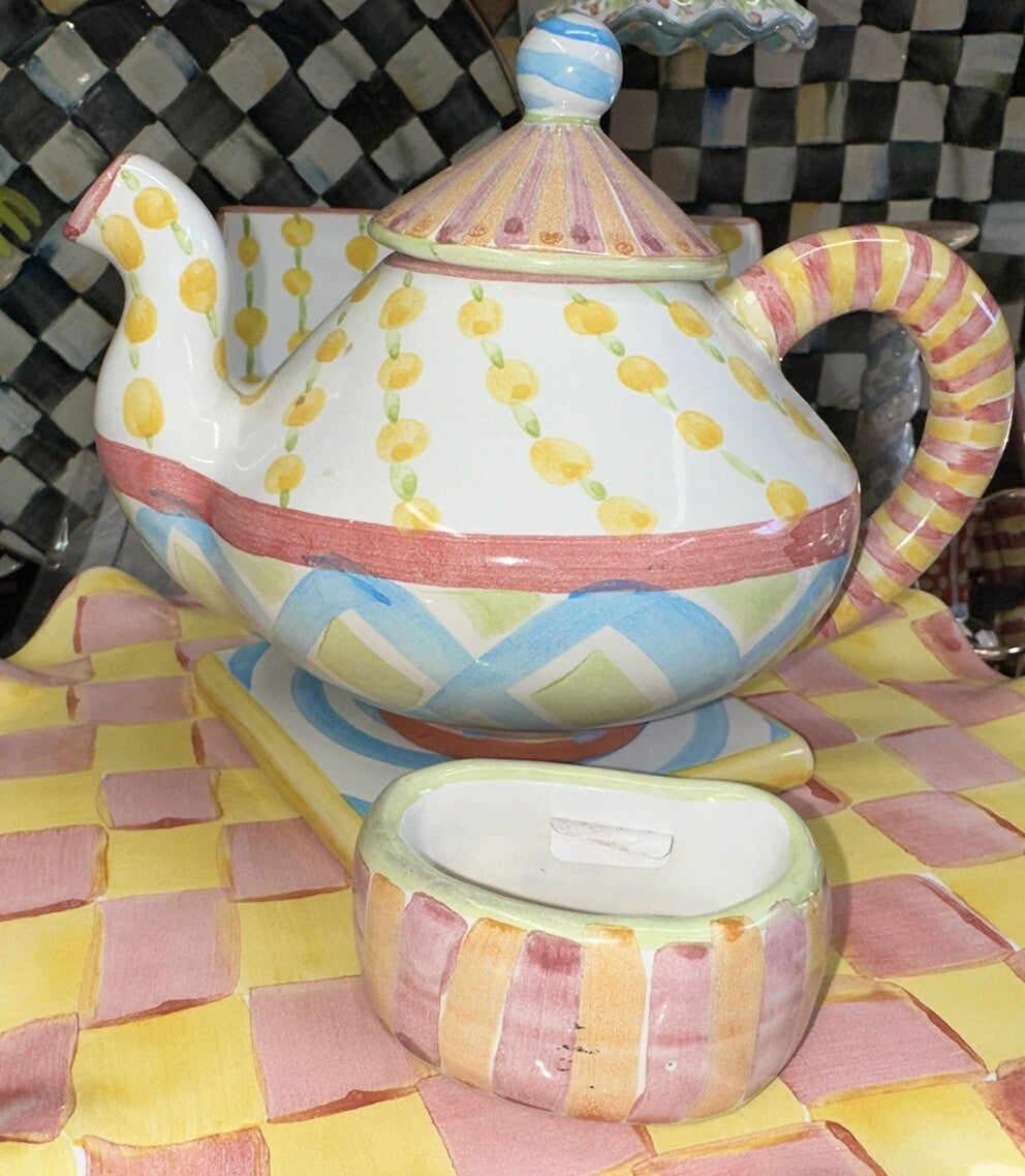 MacKenzie Childs WALLCOURT Teapot FENWICK High Tea Vintage Small Sized-2003