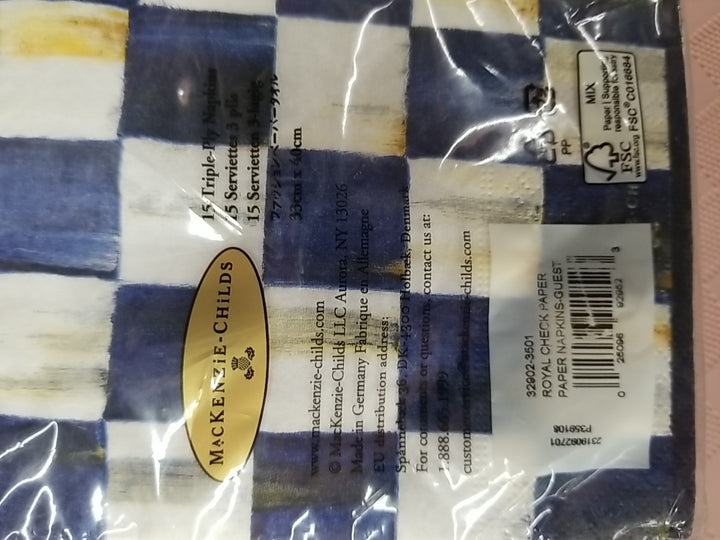 MacKenzie Childs One Pack Royal 15 Ct  Guest Napkins Unopened Pack