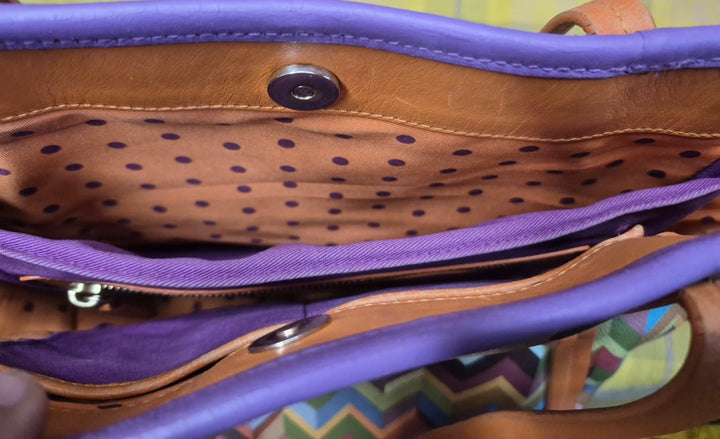 Mackenzie Childs Kaleidoscope Chevron Multicolor Tote Bag RARE