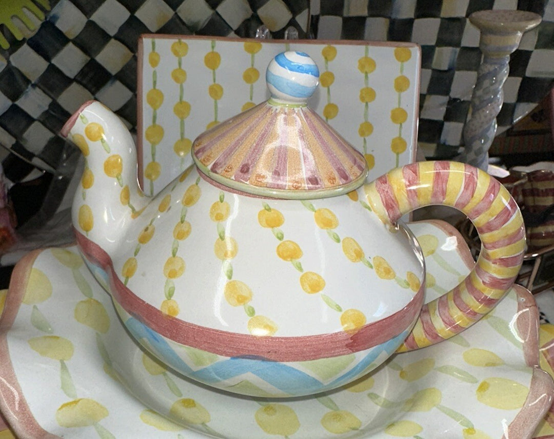 MacKenzie Childs WALLCOURT Teapot FENWICK High Tea Vintage Small Sized-2003