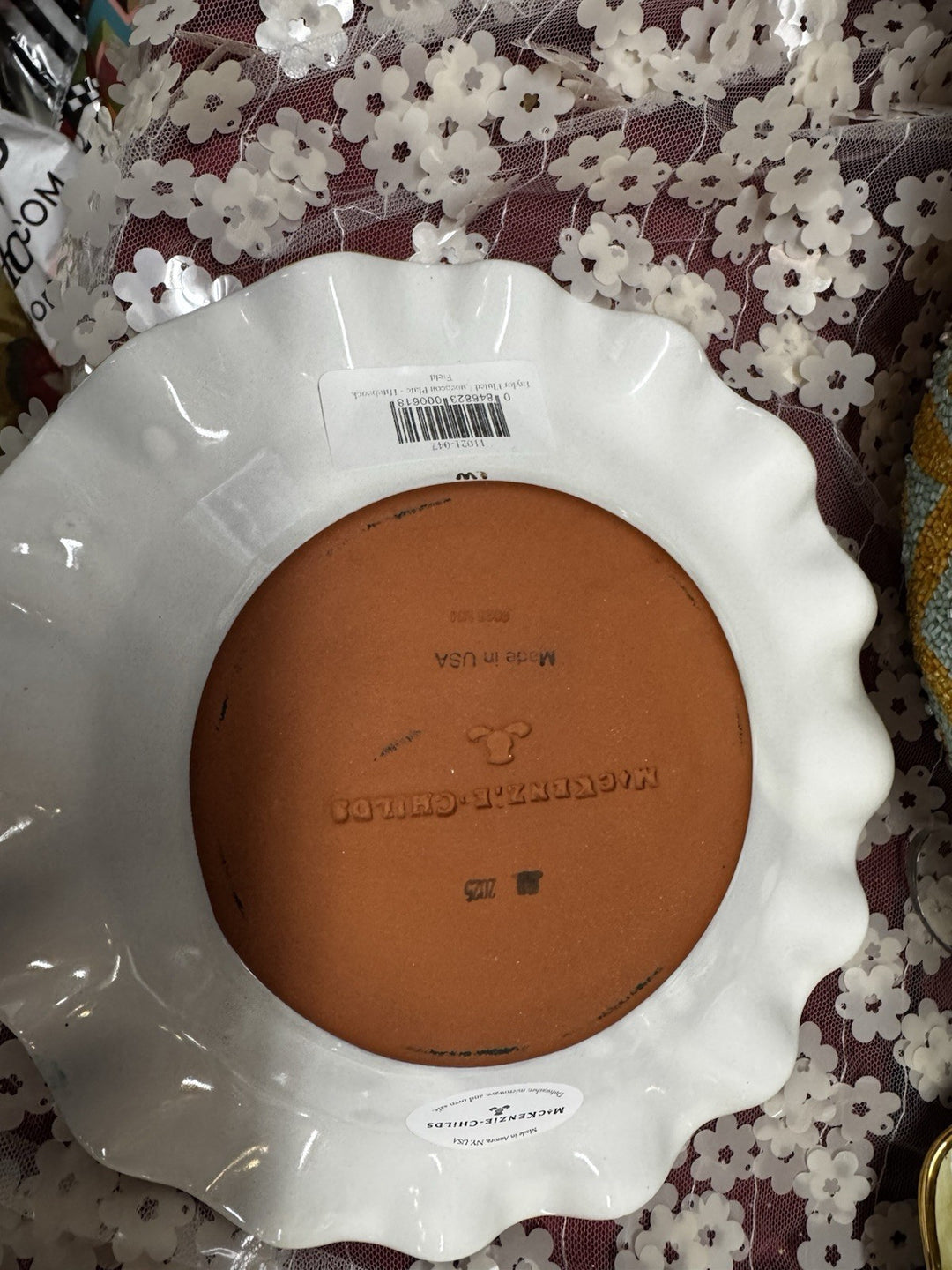 Mackenzie Childs Taylor fluted Hitchcock Field luncheon plate NEW 9” Ceramic