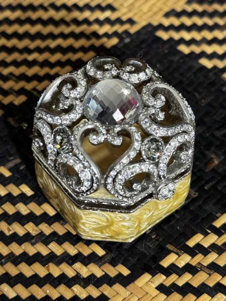 Jay Strongwater Enamel Crystal And Pearl  Trinket Box