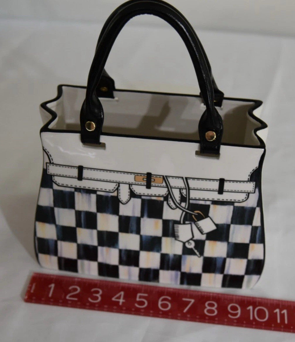 Mackenzie Childs Doodles Handbag Vase- New