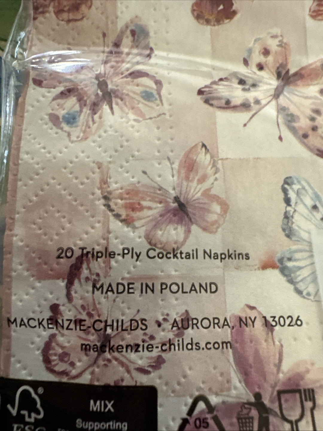 MacKENZIE CHILDS Butterfly Hill    Cocktail Paper Napkins Pack Of 20- Nip