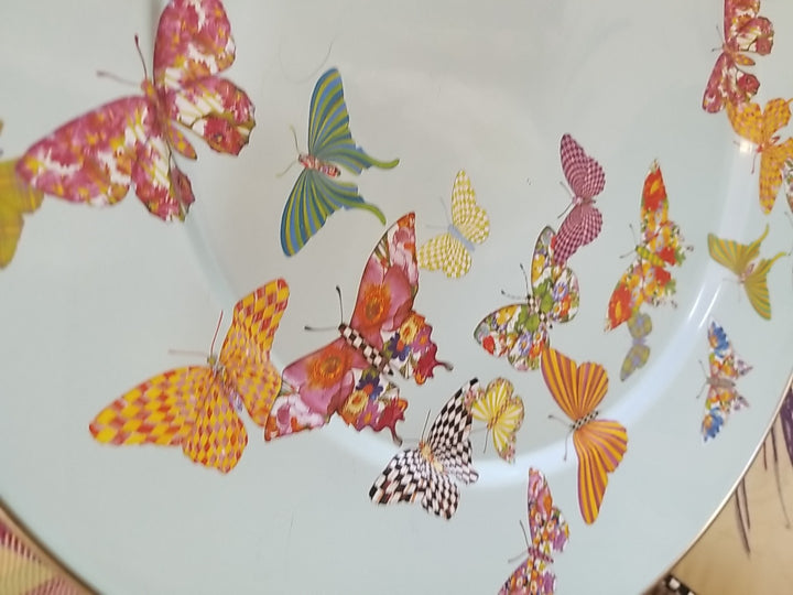 Mackenzie Childs Butterfly Garden Serving Platter - Blue 16” Enamel- Retired