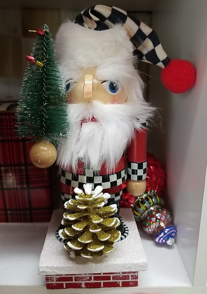 MacKenzie Childs Rooftop Santa Claus Nutcracker 9" Tall Christmas- New