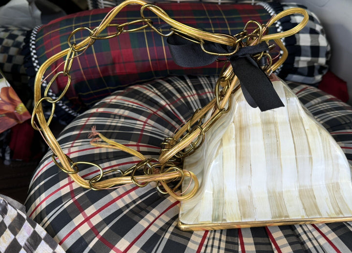 Mackenzie Childs 8 Inch Parchment Stripe Ceramic Hanging Pendant Lamp- New