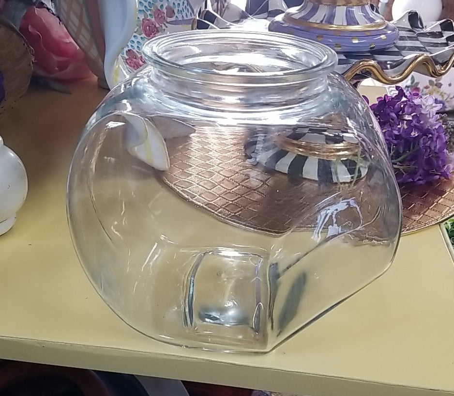 MacKenzie Childs  Cookie Jar with White Flower Market Enamel Lid - New