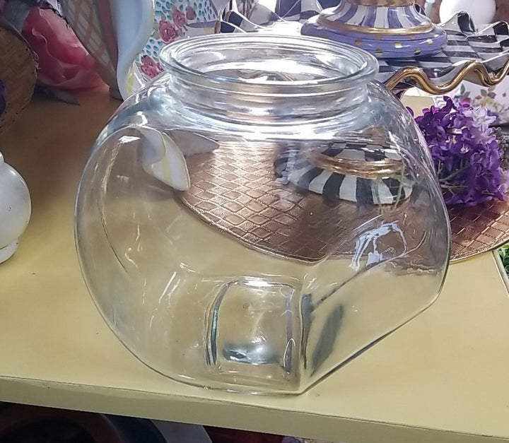 MacKenzie Childs  Cookie Jar with White Flower Market Enamel Lid - New