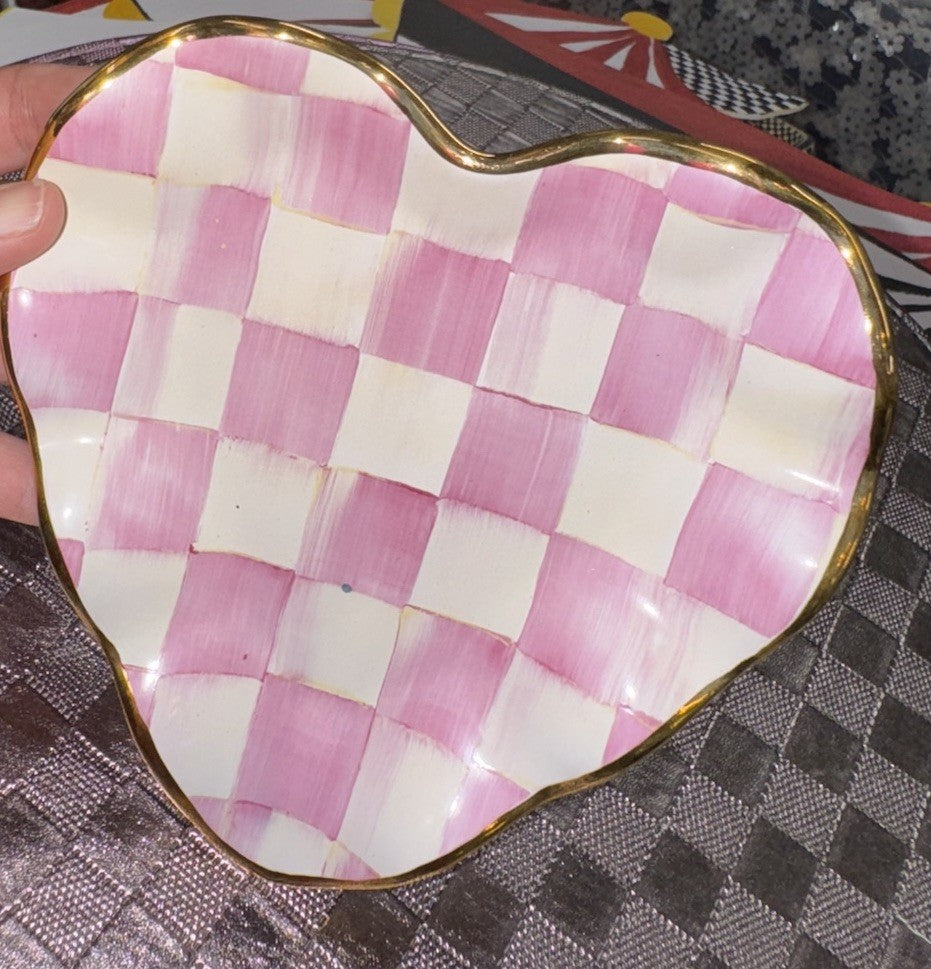 Brand New MACKENZIE CHILDS Hope Heart Limited Edition Breast Cancer Plate.
