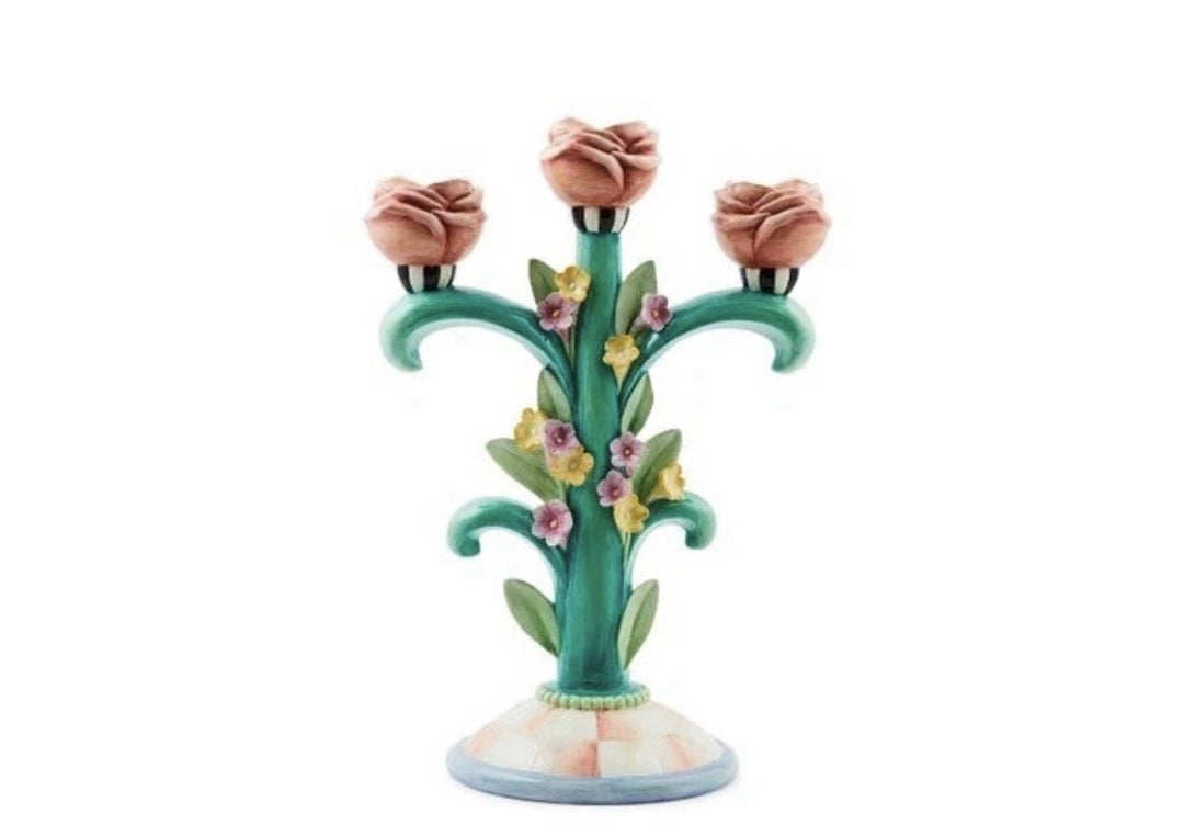 MacKENZIE CHILDS ROSY MEADOW CANDELABRA New