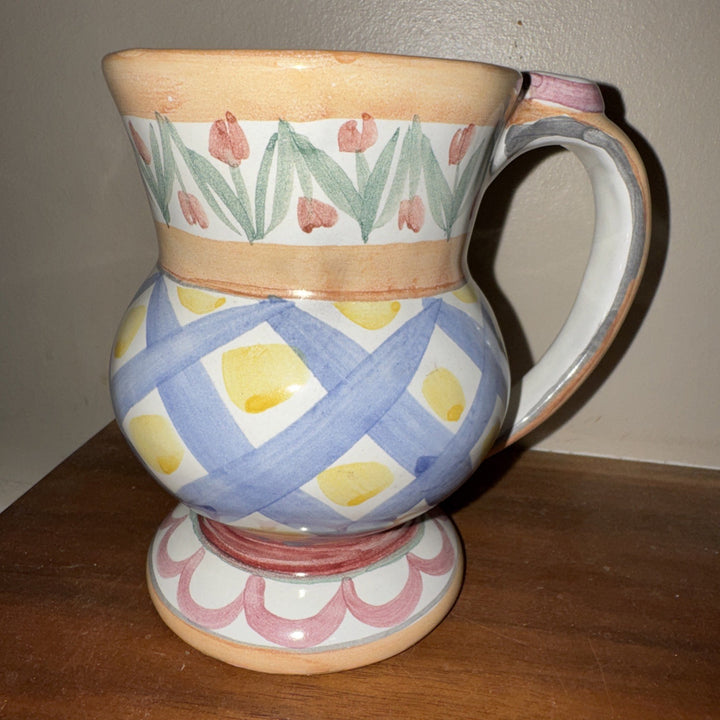 MacKenzie Childs Taylor Aalsmeer  Thumbprint Handmade In Aurora Coffee Mug 2003