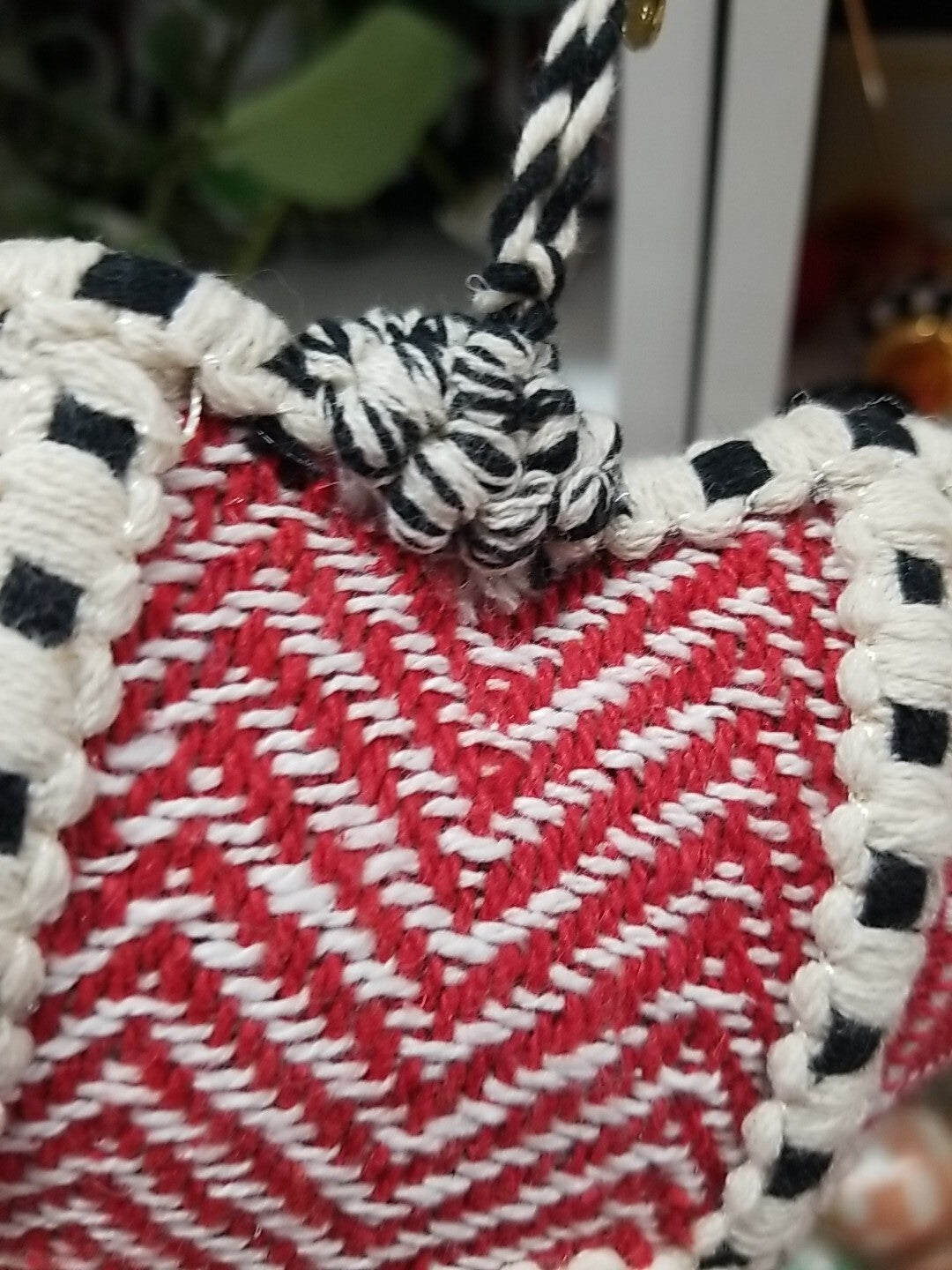 Mackenzie childs Cozy Red HEART patchwork Ornament Large 5.5"w x10"tall 2.5"deep