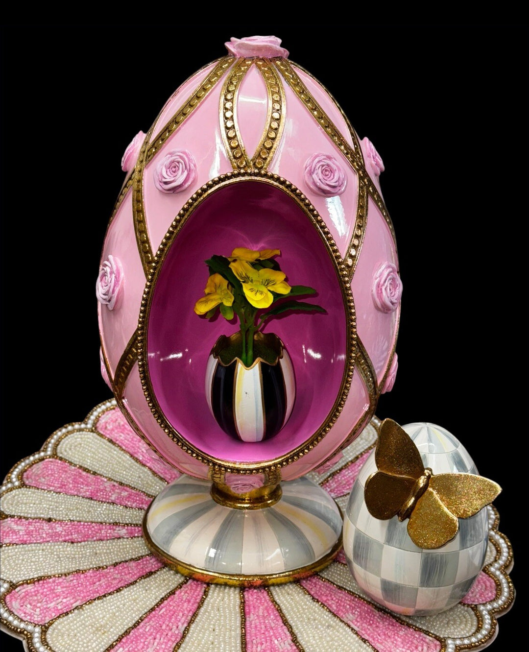 MacKenzie-Childs Touch of Pink Nesting Egg New In Box!