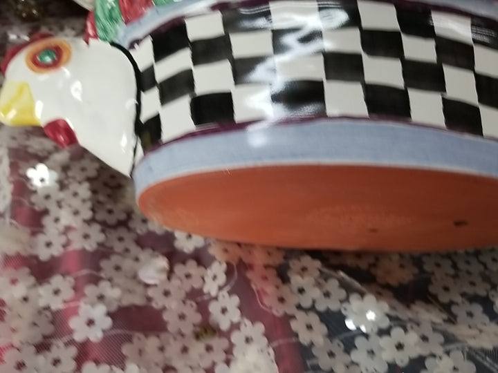 Retired  Mackenzie Childs Chicken Casserole  Dish With Lid - Ceramic- Read