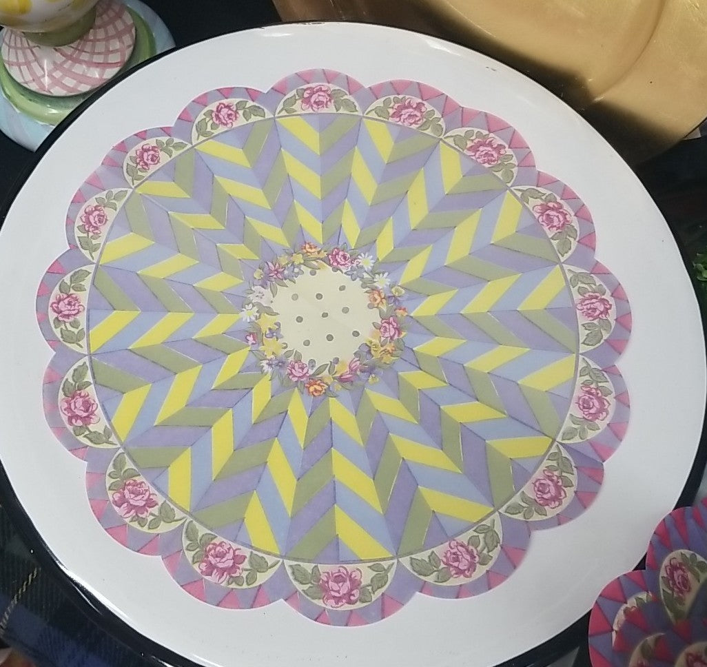 MacKenzie Childs GARLAND ROSE Tissue Paper Fan 7 Round Napkins 13” For Decoupage