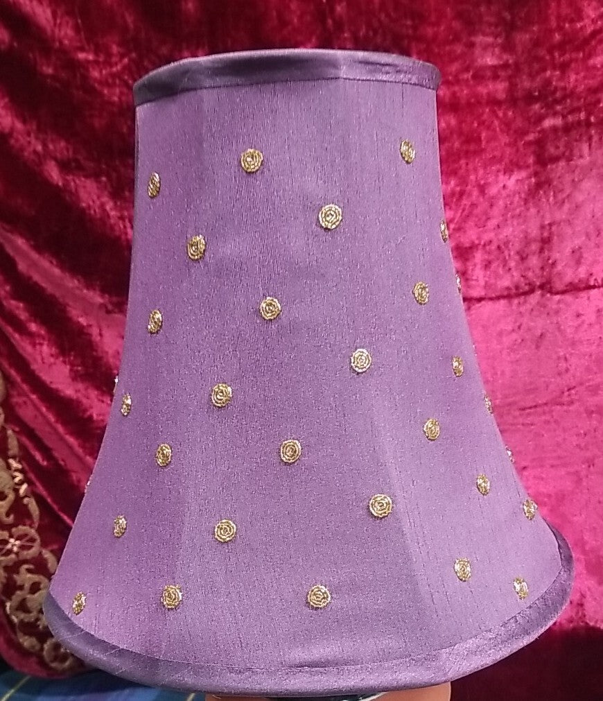 Mackenzie Childs Purple lamp Shade With  GOLD BEADED Dots - Medium - Retired