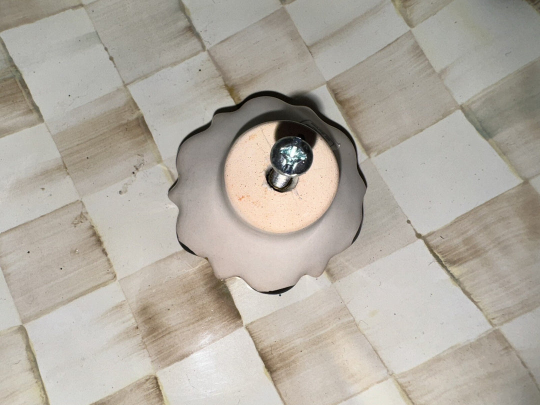 MacKenzie Childs  One Large Blue  And White  Flower Knob 2.”Ceramic Retired
