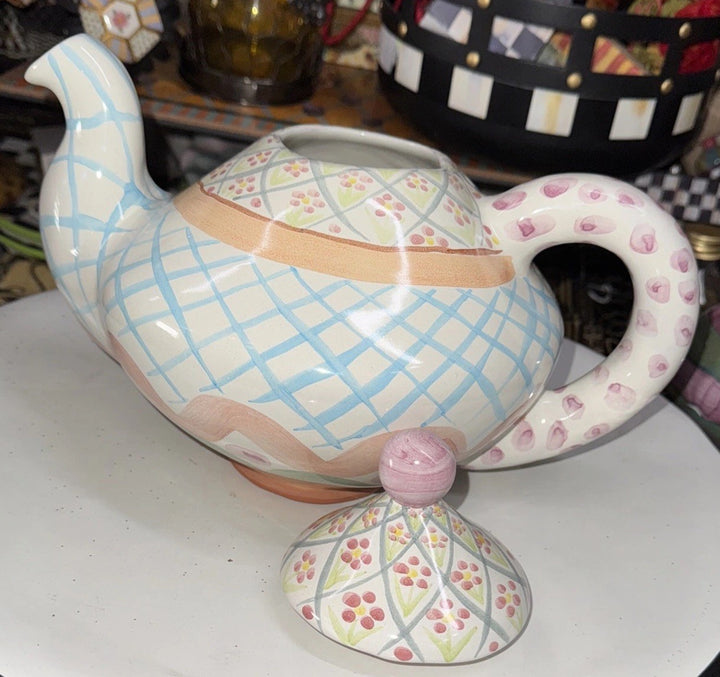 Mackenzie Childs Ceramic Taylor Heather Teapot- Retired 1990