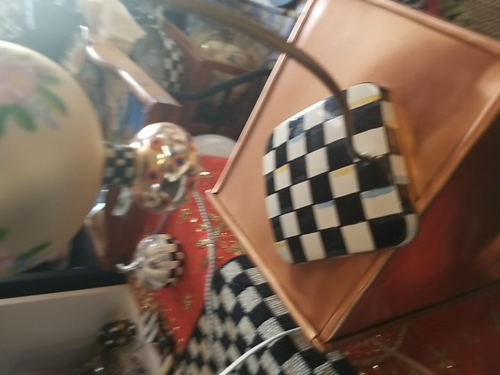 MacKenzie Childs Painted Awning Double Drop Glass Ornament