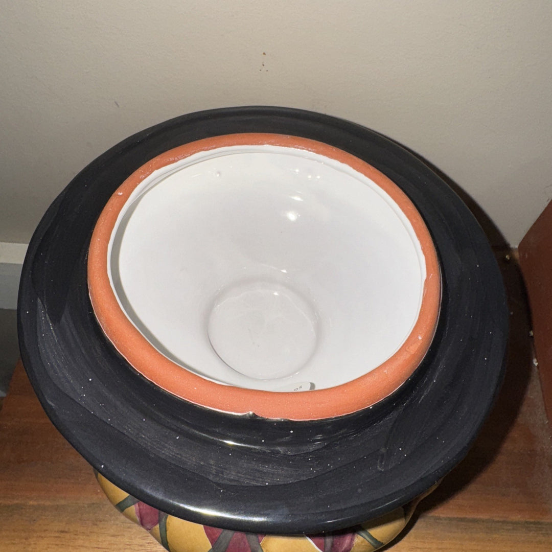 Mackenzie Childs Argyle Groovy Canister, 9" Tall, Ceramic Made In Aurora