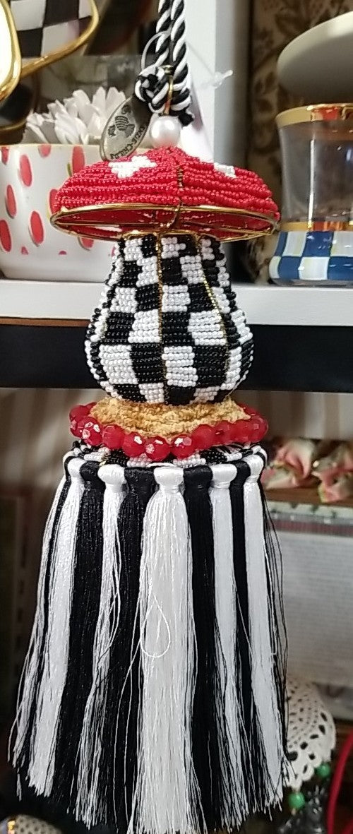 New Mackenzie Childs Toadstool Beaded Tassel- NWT