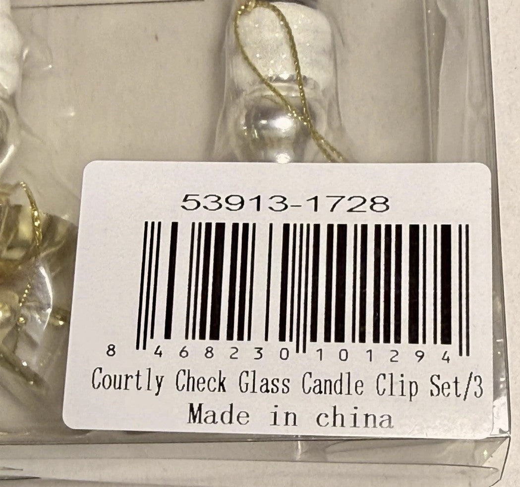 MACKENZIE-CHILDS "CHECK IT OUT GLASS CANDLE CLIPS" ORNAMENTS Retired