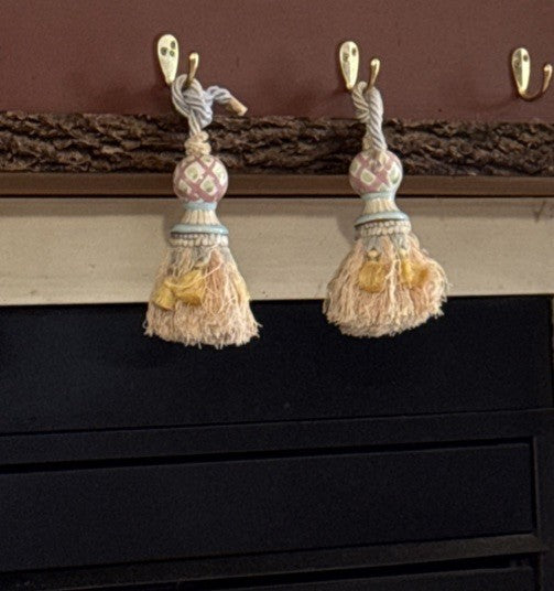 MacKenzie Childs Set Of 2 Vintage Tassel Pottery & Silk Fringe - Tassel 5” Long