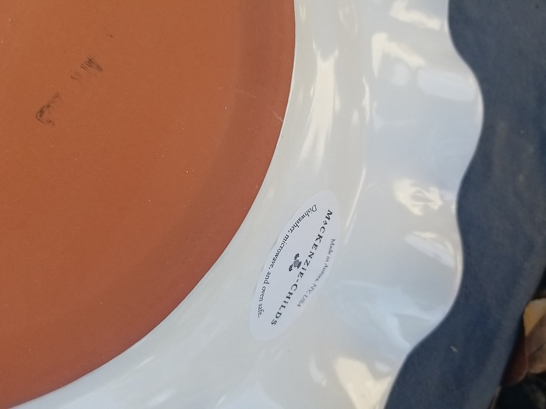 MacKenzie Childs Taylor Poplar Ridge Dinner Plate Fluted 11" New