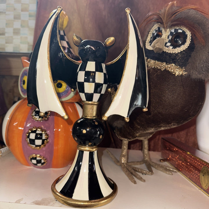 NEW Mackenzie Childs COURTLY CHECK BAT CANDLE HOLDER  Wonderful M-C Whimsy