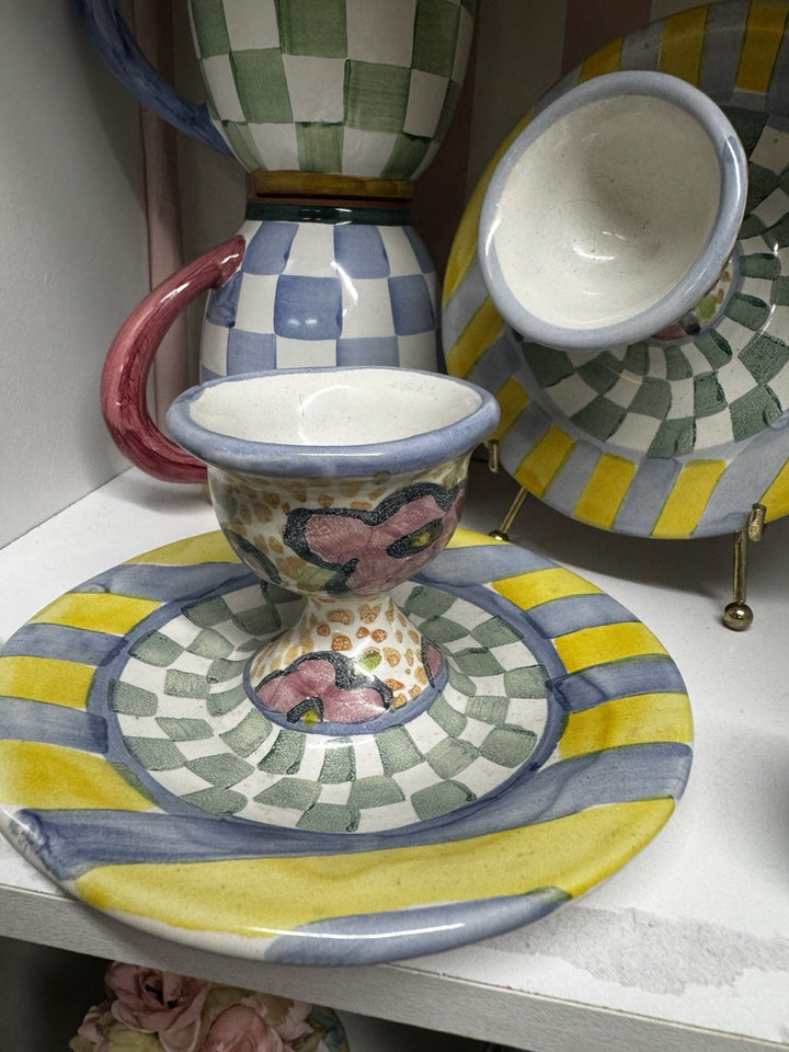 MacKenzie Childs Taylor Myrtle Ceramic Handmade  Egg Cup Only Retired