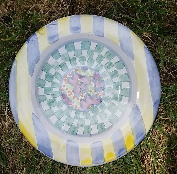 Mackenzie Childs Taylor Myrtle Bread Plate 7.25" Hand-Painted Ceramic 1993