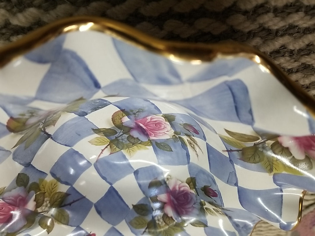 Mackenzie Childs Blue Honeymoon  Fluted  Breakfast bowl 8.5” Ceramic