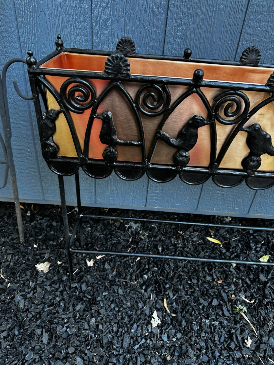 Mackenzie Childs  CAST IRON And Copper Bird On Ball  PLANT -FLOWER STAND