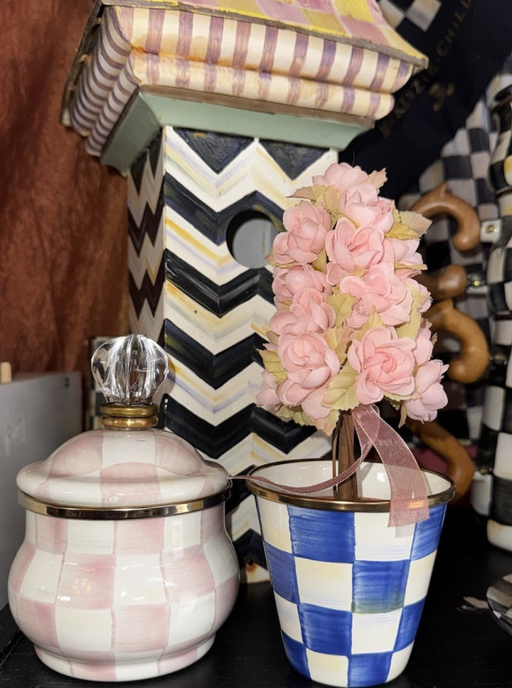 Brand New Mackenzie Childs Royal Check Herb Pot Single- New