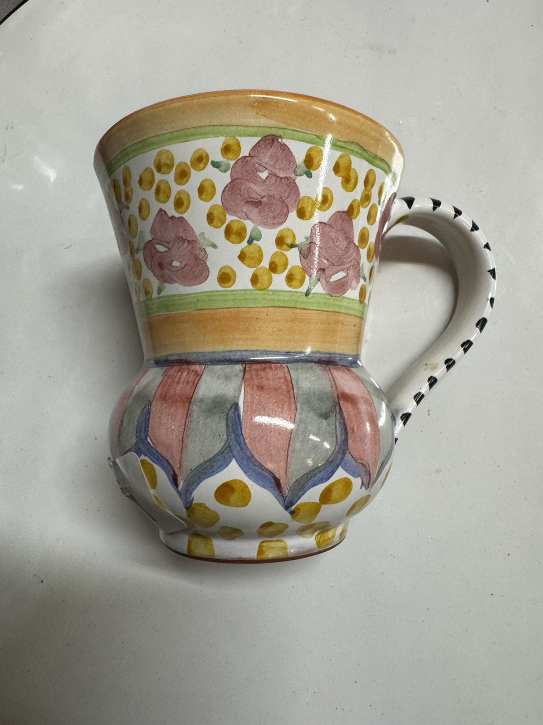 NEW Mackenzie Childs Cabbage Rose TAYLOR MUG Hand-Painted Majolica