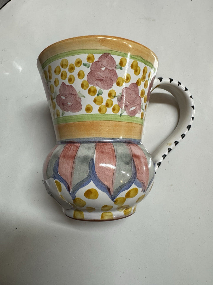 NEW Mackenzie Childs Cabbage Rose TAYLOR MUG Hand-Painted Majolica