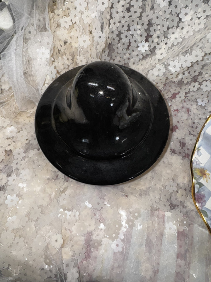 MacKenzie Childs  Tuffet Bench Ceramic  Finial Pottery Leg Black 9” Tall