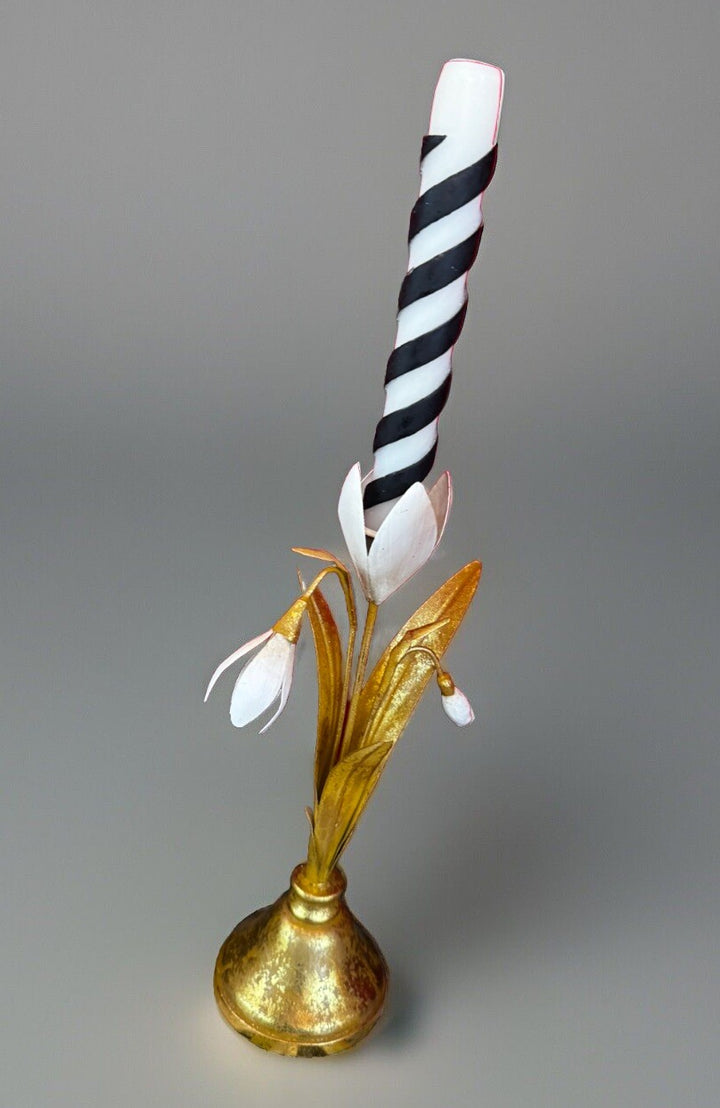Mackenzie Childs  Snowdrop Candlestick Holder  - Short Retired
