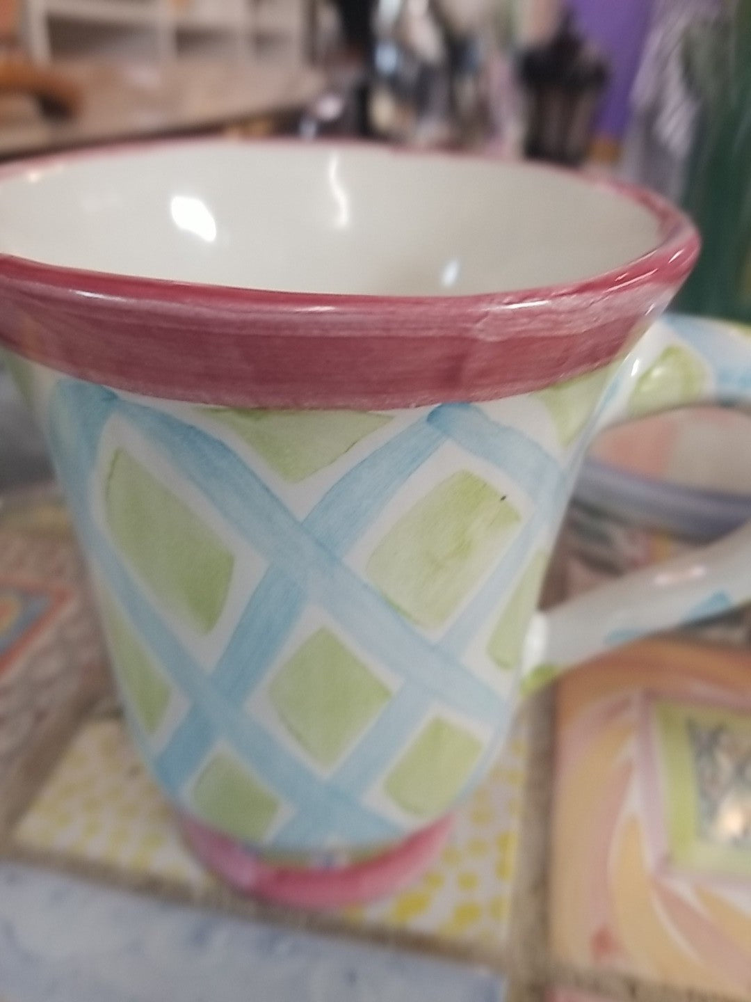 MacKenzie Childs  Wallcourt Maddox Ceramic Footed Mug  - 12 Oz- Retired