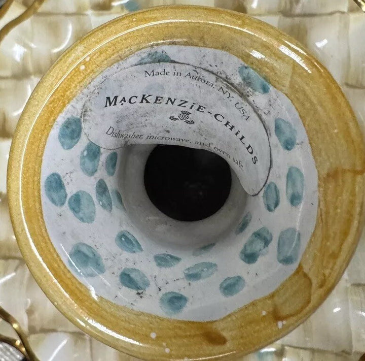 MacKenzie Childs Hitchcock Fields  Ceramic Bud Flower Vase 7.75"  Tall -new