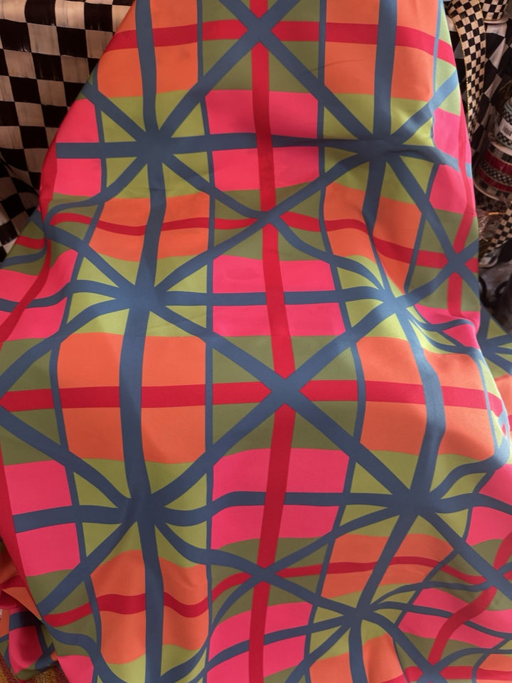 MacKenzie Childs- Fabric By The 1/2 Yard New - Plaid Lattice Outdoor