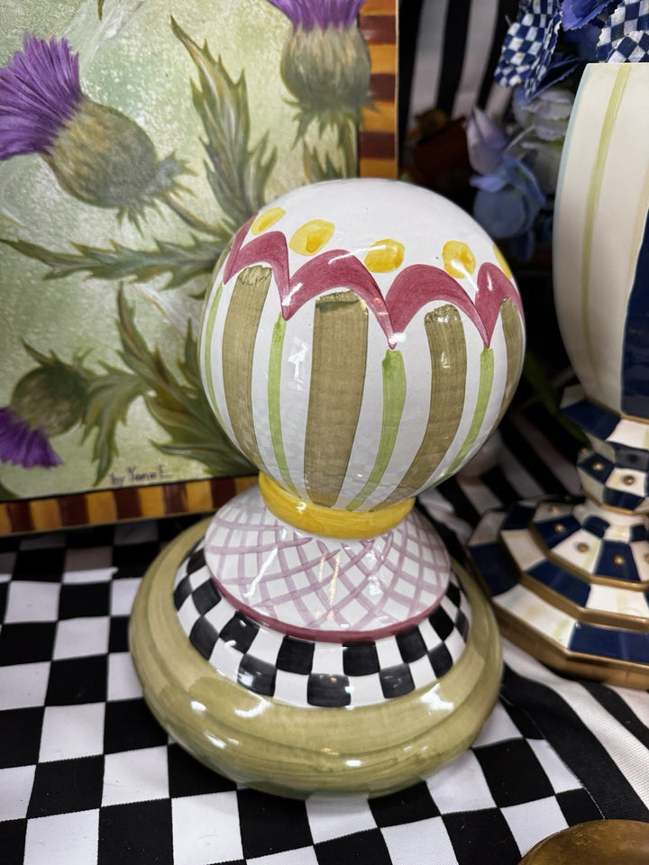 MacKenzie Childs Ball For Garden Or To Top Off Shelves-  Component Terracott