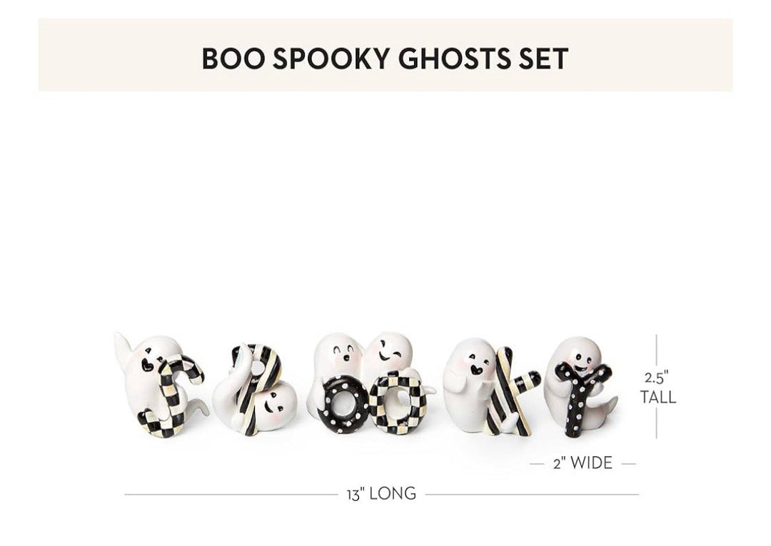 MACKENZIE CHILDS “spooky” Resin Ghost  Decor Set, New