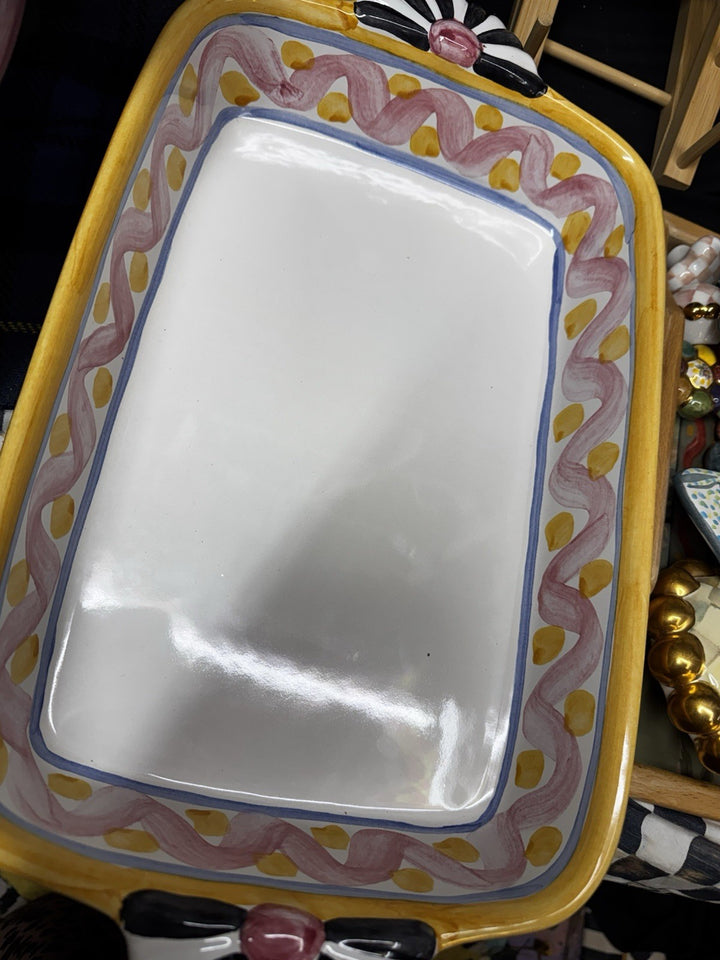 MacKenzie Childs Piccadilly 17” Rectangular Baking  Pan Dish Vintage