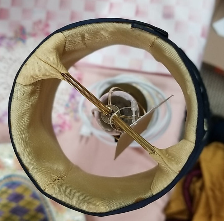 MacKenzie Childs Navy Blue With GOLD dots Chandelier Lamp Shade