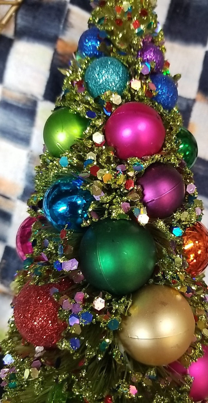 Mackenzie Childs Nutcracker Mini Bottle Brush Christmas Tree 12" H retired