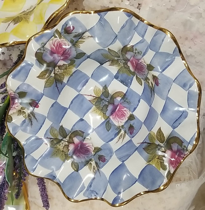Mackenzie Childs Blue Honeymoon  Fluted  Breakfast bowl 8.5” Ceramic
